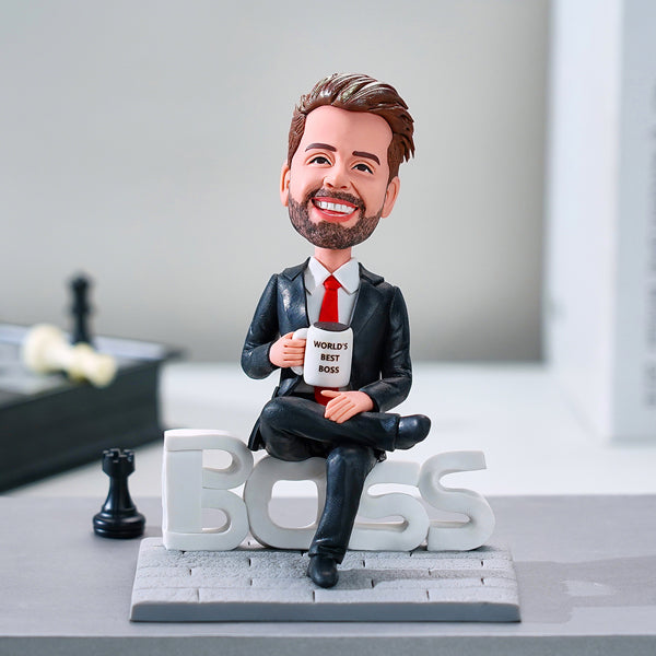 Custom Bobblehead Gift For Boss Domineering Male Boss Bobblehead With Text